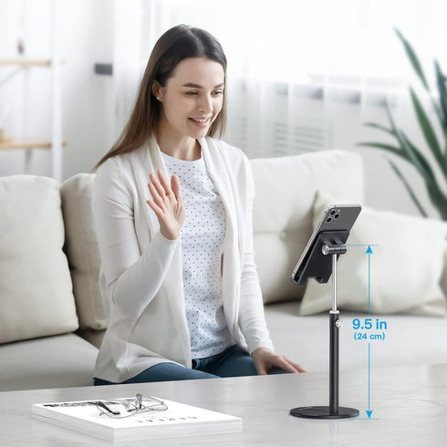 Cell Phone Stand, OMOTON Angle Height Adjustable Phone Holder, Aluminum Desktop Phone Holder Dock Stand for Desk, Compatible with iPhone 13/Mini/P...
